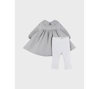 Ensemble robe et legging en coton avec broderie florale blanc 4A(104CM)