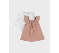 Ensemble robe et t-shirt en coton et velours côtelé blanc 1M(54CM)