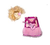 Ensemble Robe, Guitare et Perruque Rose XS/S