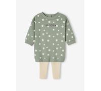Ensemble robe + legging bébé personnalisable vert sauge 6M(67CM)