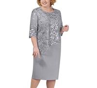 Ensemble Robe Midi Grande Taille Veste Courte Dentelle Florale Trois Quarts Robe Cérémonie Maman Mariage Femme Gris Rose Women Dress Beautiful 2026 Casual