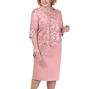 Ensemble Robe Midi Grande Taille Veste Courte Dentelle Florale Trois Quarts Robe Cérémonie Maman Mariage Femme Gris Rose Women Dress Beautiful 2026 Casual