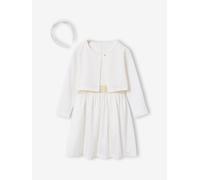 Ensemble robe patineuse boléro serre-tête blanc 3A
