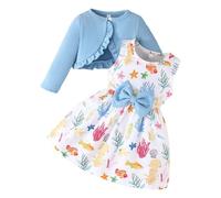 Ensemble Robes Cardigans pour Petites Filles 2-Piece Fille Robes Florales pour Bébés Filles Manteau à Manches Longues pour Les Enfants de 2 à 8 Ans #F1