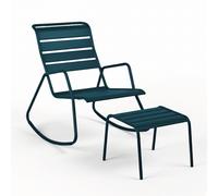 Ensemble Rocking chair + Repose-pieds FERMOB Monceau - Bleu Acapulco