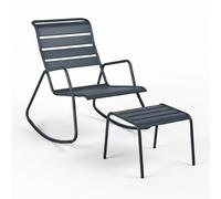 Ensemble Rocking chair + Repose-pieds FERMOB Monceau - Carbone