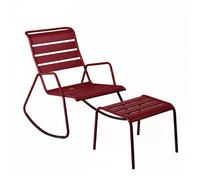 Ensemble Rocking chair + Repose-pieds FERMOB Monceau - Piment