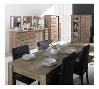 Ensemble ROMI pour salle à manger - PRICE FACTORY - Buffet, vitrine, table 180 cm - Chêne dab canyon