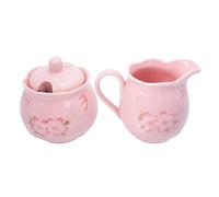 Ensemble Rose Céramique en Crémier Sucrier et Maison et Restaurant