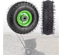 Ensemble roue et pneu pneumatiques 10 pouces 4.10/3.50-4, alésage de 20 mm avec roulements et moyeu décalé de 2,76", pour diable, brouette, chariot de jardin, chariot à sacs, 8''/2.50-4