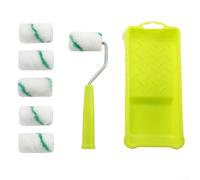 Ensemble Rouleaux Polyester 2 Pouces Ensemble Rouleaux Polyester | 6 manchons rayés verts, 2 bacs inclus, taille 2 pouces, pour idéal détails et murs, set complet 8 pièces