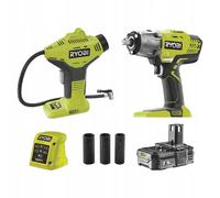 Ensemble Ryobi Clé à chocs R18IW3-0 + Compresseur R18PI + Batterie 1,5 Ah