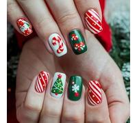 Ensemble S de vacances auto-adhésif, motifs de noël, ABS réutilisable avec planche d'émeri et presses de vacances en gelée sur les ongles