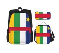 Ensemble sac à bandoulière double avec sac à déjeuner et trousse à crayons Motif drapeau de l'Afrique centrale Pour le shopping, les sports de plein air