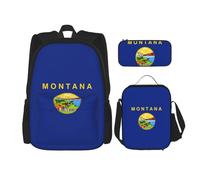 Ensemble sac à bandoulière double avec sac à déjeuner et trousse à crayons - Motif drapeau de l'État du Montana - Convient pour le shopping, les sports de plein air