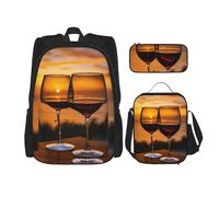 Ensemble sac à bandoulière double avec sac à déjeuner et trousse à crayons Rouge vin
