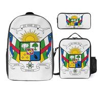 Ensemble Sac À Dos 3 Pièces Afrique Centrale Emblème National Sacs Multifonctions Unisexes Pour Garçons Et Filles Ados Voyage