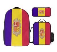 Ensemble Sac À Dos 3 Pièces Andorre Drapeau National Sacs Multifonctions Unisexes Pour Garçons Et Filles Ados Voyage