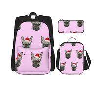 Ensemble sac à dos 3 pièces avec motif visages de bouledogue anglais, sac à bandoulière réglable avec boîte à déjeuner et trousse à crayons, Visages de bouledogue anglais 2, Taille unique, Sac à dos