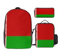 Ensemble Sac À Dos 3 Pièces Biélorussie Drapeau National Sacs Scolaires À La Mode Pour Filles Sac Ordinateur Portable Décontracté Pour Femmes Voyage