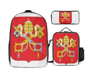 Ensemble Sac À Dos 3 Pièces Cité Du Vatican Emblème National Sacs Scolaires À La Mode Pour Filles Sac Ordinateur Portable Décontracté Pour Femmes Voyage