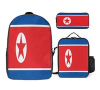 Ensemble Sac À Dos 3 Pièces Corée Du Nord Drapeau National Sacs Scolaires À La Mode Pour Filles Sac Ordinateur Portable Décontracté Pour Femmes Voyage