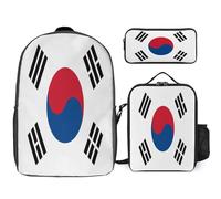 Ensemble Sac À Dos 3 Pièces Corée Du Sud Drapeau National Sacs Pour Filles Avec Sac Déjeuner, Léger Pour École Primaire Et Collège Voyage
