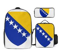 Ensemble Sac À Dos 3 Pièces Fédération De Bosnie-Herzégovine Emblème National Sacs Pour Filles Avec Sac Déjeuner, Léger Pour École Primaire Et Collège Voyage