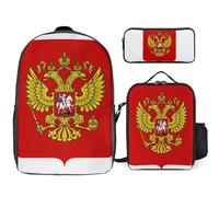Ensemble Sac À Dos 3 Pièces Fédération De Russie Emblème National Sacs Pour Filles Avec Sac Déjeuner, Léger Pour École Primaire Et Collège Voyage