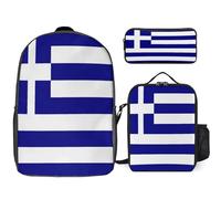 Ensemble Sac À Dos 3 Pièces Grèce Drapeau National Sacs Scolaires À La Mode Pour Filles Sac Ordinateur Portable Décontracté Pour Femmes Voyage