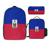 Ensemble Sac À Dos 3 Pièces Haïti Drapeau National Sacs Multifonctions Unisexes Pour Garçons Et Filles Ados Voyage