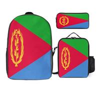 Ensemble Sac À Dos 3 Pièces Imprimé Érythrée Drapeau National Cartable Sac De Jour Sac À Bandoulière Trousse Léger Et Imperméable