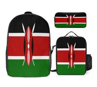 Ensemble Sac À Dos 3 Pièces Kenya Drapeau National Sacs Pour Filles Avec Sac Déjeuner, Léger Pour École Primaire Et Collège Voyage