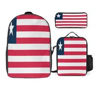 Ensemble Sac À Dos 3 Pièces Libéria Drapeau National Scolaires Pour Femmes Voyage Scolaire Décontracté Ordinateur 17 Pouces Adolescentes Léger Imperméable Garçons Hommes Université Travail