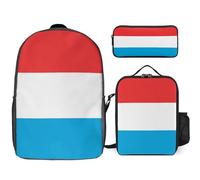 Ensemble Sac À Dos 3 Pièces Luxembourg Drapeau National Sacs Pour Filles Avec Sac Déjeuner, Léger Pour École Primaire Et Collège Voyage
