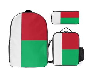 Ensemble Sac À Dos 3 Pièces Madagascar Drapeau National Sacs Scolaires À La Mode Pour Filles Sac Ordinateur Portable Décontracté Pour Femmes Voyage