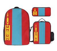 Ensemble Sac À Dos 3 Pièces Mongolie Drapeau National Sacs Multifonctions Unisexes Pour Garçons Et Filles Ados Voyage