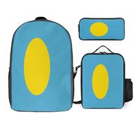 Ensemble Sac À Dos 3 Pièces Palaos Drapeau National Sacs Pour Filles Avec Sac Déjeuner, Léger Pour École Primaire Et Collège Voyage