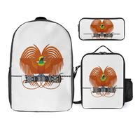 Ensemble Sac À Dos 3 Pièces Papouasie-Nouvelle-Guinée Emblème National À Dos Ordinateur Portable Travail Léger D’Affaires Imperméable Scolaire Cadeau Hommes Femmes Convient Aux Ordinateurs 17 Pouce