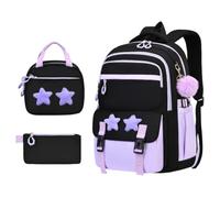 Ensemble sac à dos 3 pièces pour fille - Trousse à déjeuner | Sac d'école | Bretelles réglables, soutien de la colonne vertébrale, sac à déjeuner et portefeuille inclus, idéal pour l'école, l'extérieur