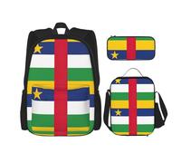 Ensemble sac à dos 3 pièces pour ordinateur portable avec sac à déjeuner et trousse à crayons Motif drapeau de l'Afrique centrale