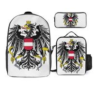 Ensemble Sac À Dos 3 Pièces République D'Autriche Emblème National Sacs Pour Filles Avec Sac Déjeuner, Léger Pour École Primaire Et Collège Voyage