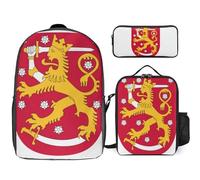 Ensemble Sac À Dos 3 Pièces République De Finlande Emblème National Scolaires Femmes Voyage Décontracté Ordinateur 17 Pouces Adolescentes Léger Imperméable Garçons Hommes Université Travail