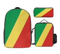 Ensemble Sac À Dos 3 Pièces République Du Congo Drapeau National Sacs Multifonctions Unisexes Pour Garçons Et Filles Ados Voyage