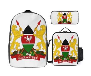Ensemble Sac À Dos 3 Pièces République Du Kenya Emblème National Sacs Multifonctions Unisexes Pour Garçons Et Filles Ados Voyage