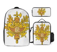 Ensemble Sac À Dos 3 Pièces République Française Emblème National Sacs Scolaires À La Mode Pour Filles Sac Ordinateur Portable Décontracté Pour Femmes Voyage