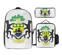 Ensemble Sac À Dos 3 Pièces République Gabonaise Emblème National Sacs Multifonctions Unisexes Pour Garçons Et Filles Ados Voyage