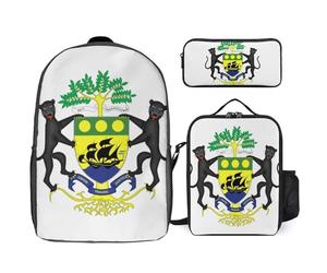 Ensemble Sac À Dos 3 Pièces République Gabonaise Emblème National Sacs Multifonctions Unisexes Pour Garçons Et Filles Ados Voyage
