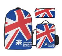 Ensemble Sac À Dos 3 Pièces Royaume-Uni. Drapeau National Sacs Pour Filles Avec Sac Déjeuner, Léger Pour École Primaire Et Collège Voyage