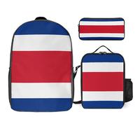 Ensemble Sac À Dos 3 Pièces Sac À Dos Ordinateur Costa Rica Drapeau Cartable Sac De Voyage Sac De Jour Décontracté Avec Sangle Poitrine Pour Garçons Filles Enfants